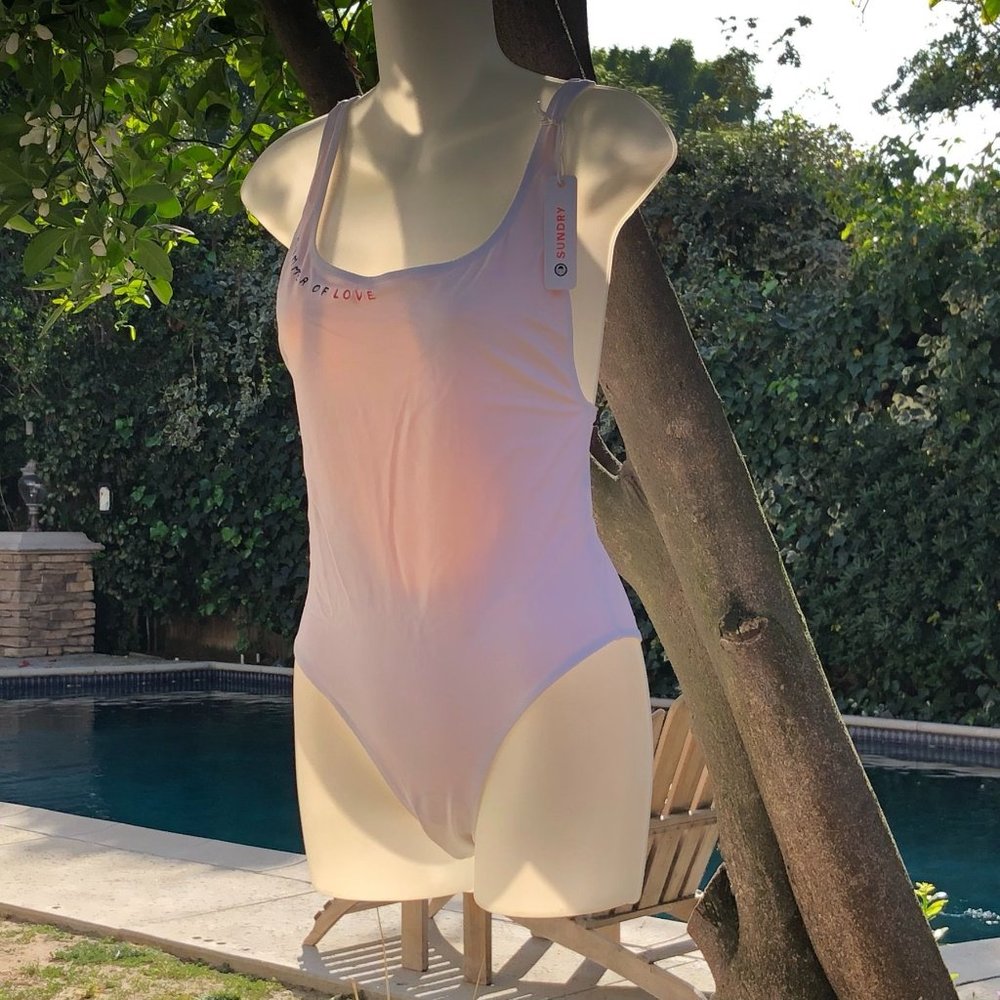 Sundry Anthropologie White Summer Of Love One Piece Swim Suit Size Small - Picture 8 of 15